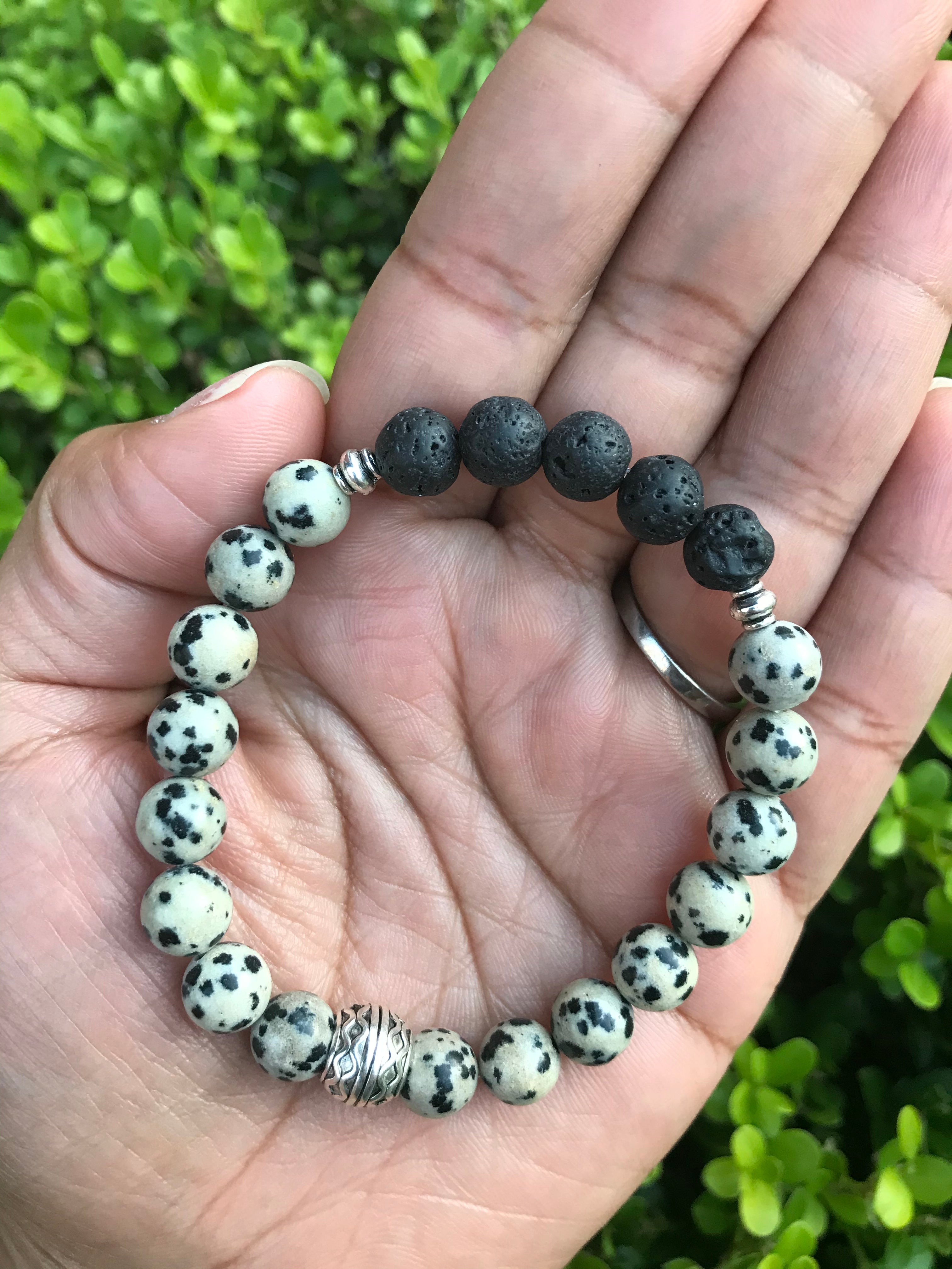 Dalmation lava bracelet